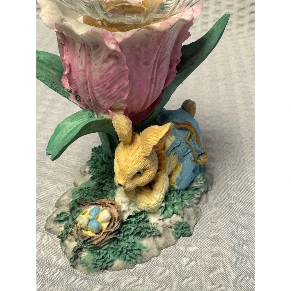 Vintage Avon Easter Tulip Bunny‎ Eggs Grass Votive Candle Holder